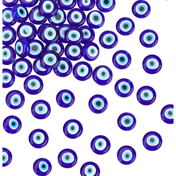 14.1"/Strand (38pcs) 9.5mm Handmade Lampwork Beads Blue Color Flat Round Lampwork Spacer Beads DIY Crafts Charms for DIY Bracelets Necklace Jewelry Making