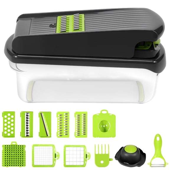 14 in 1 Vegetable Chopper Efficient Veggie Chopper with Container Practical Food Chopper Multifunctional Kitchen Chopper for Salad Potato Carrot Garlic
