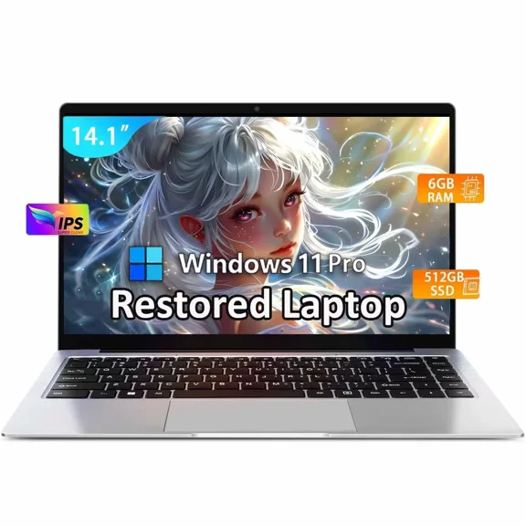 14.1" Windows 11 Pro Laptop Intel Celeron N4000 CPU 6GB RAM 512GB Work Laptop Back to School Essentials for Students