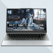 "Molegar 14.1"" Ultra-Light Laptop, Intel N5095, 8GB RAM, 512GB SSD, FHD IPS Display, Dual-Band WiFi, USB-C"