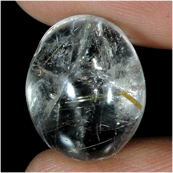 14.10 Carat Natural Royal Copper Needle Rutile Quartz Oval Cabochon Gemstone