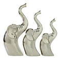 thumbnail image 1 of 14", 12", 10"H Silver Porcelain Elephant Sculpture, by DecMode (3 Count), 1 of 8