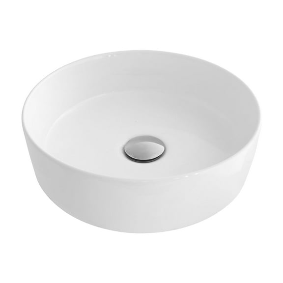 Stylish Vessel 14.12" White Porcelain Round Bathroom Sink P-229H