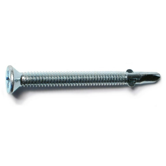 #14-14 x #2-3/4" Zinc Plated Steel Phillips Flat Head Self-Drilling Screws with Wings SSFS-105
