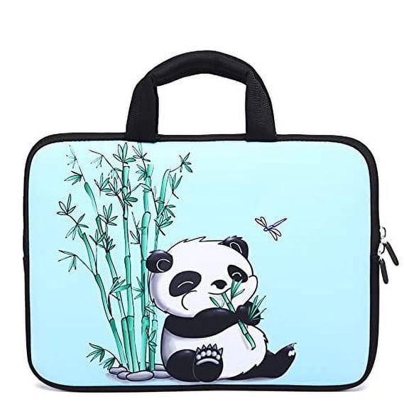 14 15 15.4 15.6 inch Laptop Handle Bag Computer Protect Case Pouch Holder Notebook Sleeve Neoprene Cover Soft Carrying Travel Case for Dell Lenovo Toshiba HP Chromebook ASUS Acer (Panda & Bamboo)