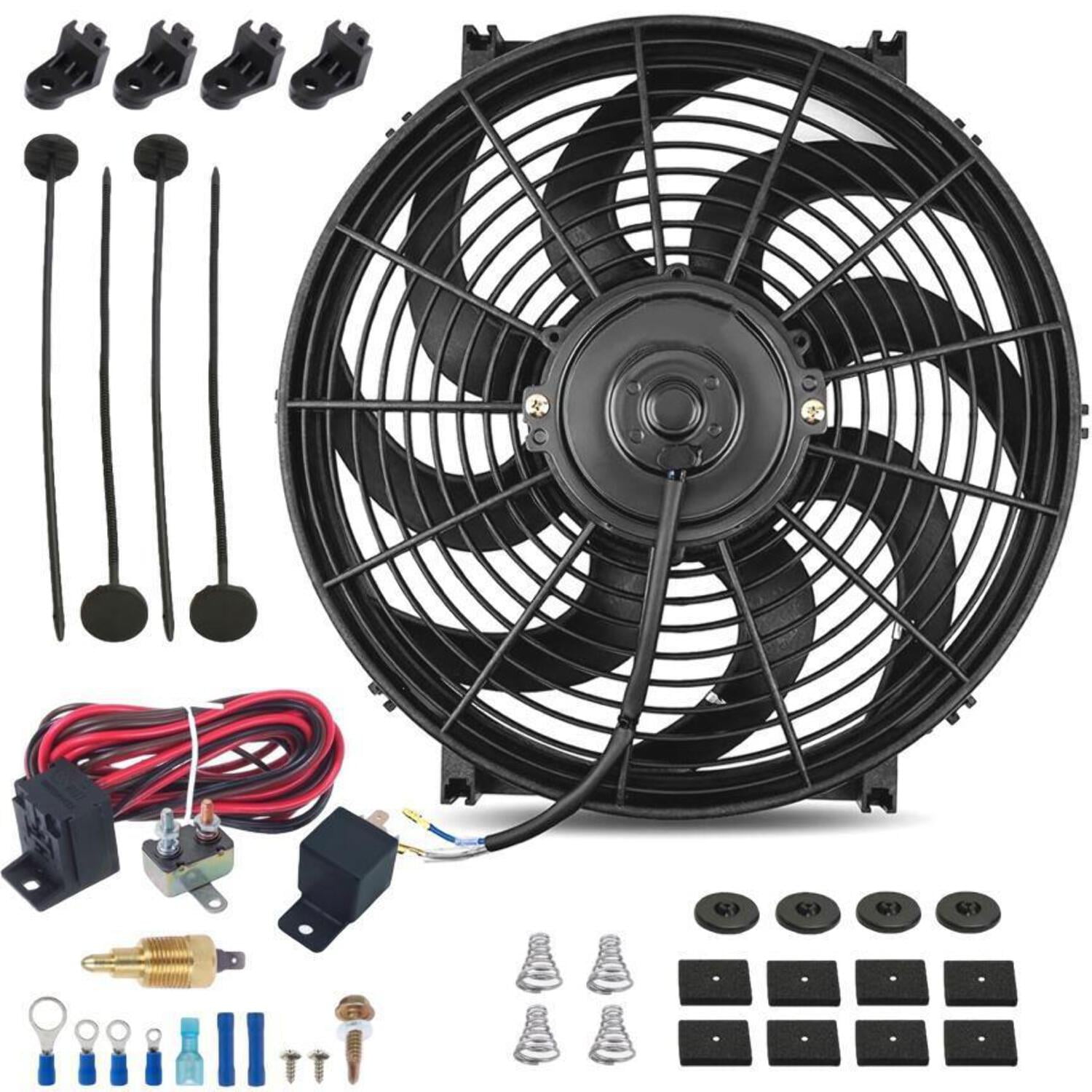14-15 Inch 130w Electric Cooling Fan Grounding Thermostat Switch Kit 