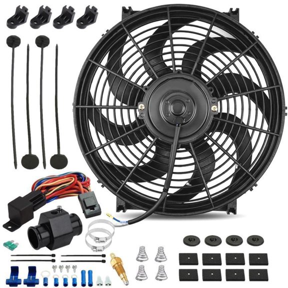 14-15 Inch 130w Electric Fans Radiator In-Hose Grounding Temp Switch Kit