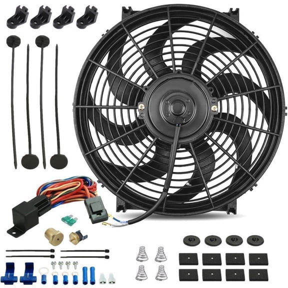 14-15 Inch 130w Electric Radiator Cooling Fan Thermostat Temp Switch Kit