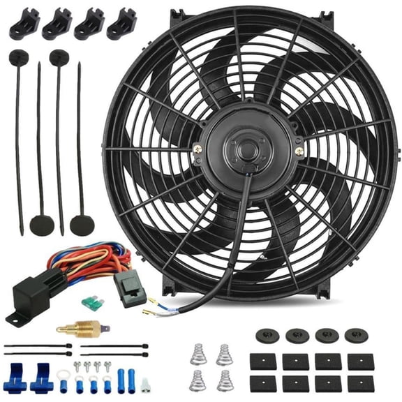 14-15 Inch 130w Electric Radiator Fan NPT Grounding Temperature Switch