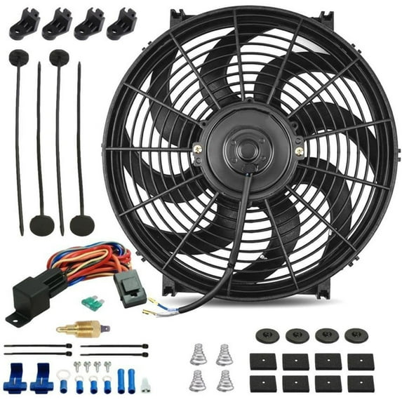 14-15 Inch 130w Electric Radiator Fan NPT Grounding Temperature Switch