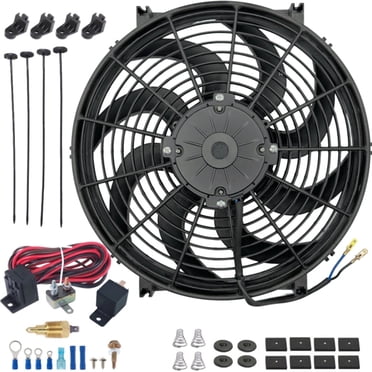 Dual 12-13 Inch 90w Electric Fans Radiator In-Hose Grounding Temp