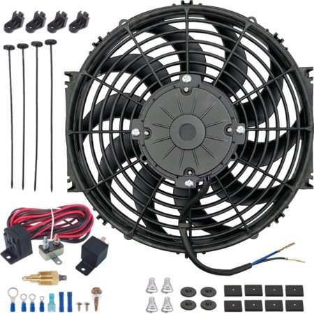 14-15" Inch 180w Motor Electric Radiator Cooling Fan NPT Ground Thermostat Temperature Switch Kit