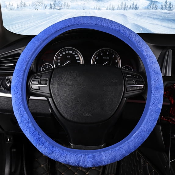 14-15 Inch Stretch Steering Wheel Cover Anti-Slip Warm Soft Grip Protector for Winter Driving (1-Pack)