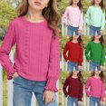 thumbnail image 1 of 14-16 Years Long Sleeve Shirts For Girls Casual Basic Top For Girls Smocked Cuffs Girls Sweatshirts Back To School Outfits For Teen Girls Girl Tops Size 14-16, 1 of 6