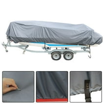 14 - 16Ft Boat Cover Heavy 601D Marine Grade Polyester Canvas Trailerable Waterproof Replacement grey