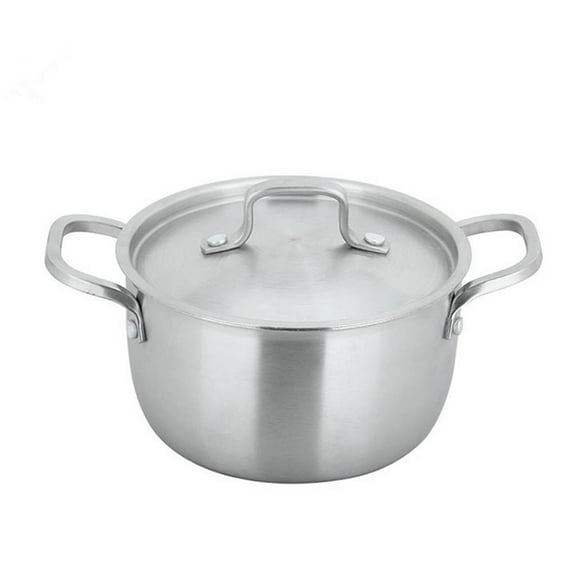 14/16cm 304 Stainless Steel Stock Pod with Lid Cover 3-Ply Clad Base Brushed No Coating Soup Pot Kitchen Cookware
