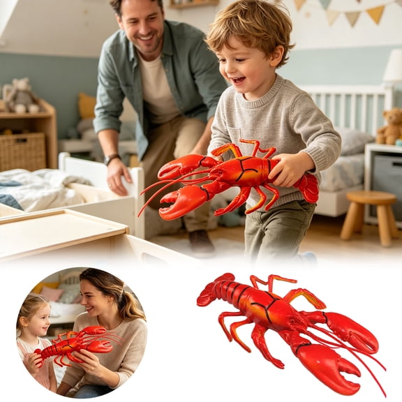 14.17" Red Lobster Model, Lifelike Seafood Prop with Large Claws, Durable Crayfish Figure, Realistic Ocean Themed Decor for Home, Kitchen, Party, and Restaurant Display