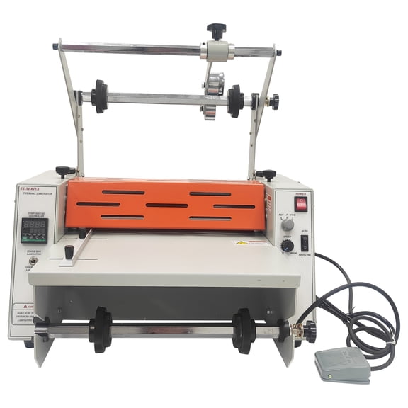 14.17" Steel Roller Thermal Laminator Built-In Slitting Cutter Single Double Side Laminating Machine