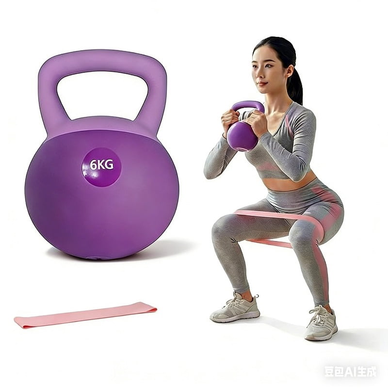 14/18 LB Soft Kettlebell Set with Wrist Guards & Resistance Bands, Sand and Iron Filled, Safe Strength Training Kettlebell, Portable Home Workout Gear for Men and Women, Purple & Pink