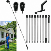 14.1Ft Gutter Cleaning Tool with Cleaning Spoon, Adjustable Telescopic Cleaner with Brush for Removing Leaves and Debris