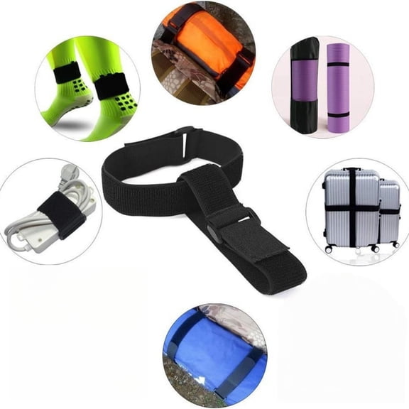 14.1In Hook And Loop Strap Adjustable Elastic Securing Band For Outdoor Cycling Sports Gear Luggage Fixing(Black-36Cm)
