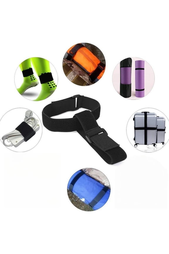 14.1In Hook And Loop Strap Adjustable Elastic Securing Band For Outdoor Cycling Sports Gear Luggage Fixing(Black-36Cm)