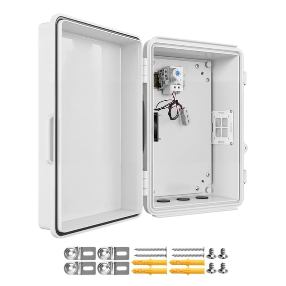 14.210.85.9 Inch IP65 Waterproof Ventilated ABS Electrical Box with Thermostat Fan Mount Plate Cable Grommet Indoor Outdoor Use