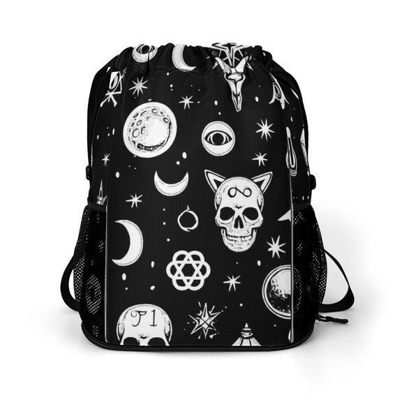 14.217.9in Motion Bundle Pocket Large Mouth Design Shrink Freely Dry And Wet Separation Large Capacity Retro Skull Head (2)