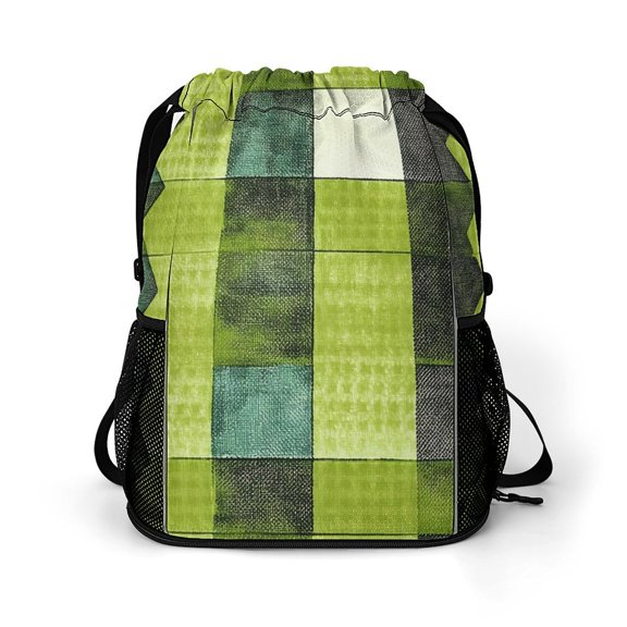 14.217.9in Motion Bundle Pocket Large Mouth Design Shrink Freely Dry And Wet Separation Large Capacity Chartreuse Retro Houndstooth Hand-drawn Sketch_4