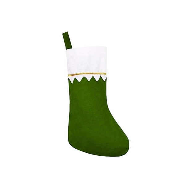 14.2" Felt Red Green Christmas Stockings, Personalized Christmas Stockings White Cuff With Gold Trim DIY Christmas Stockings For Family Holiday Christmas Decorations