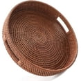 thumbnail image 1 of 14.2'' Hand-Woven Round Rattan Serving Tray Decorative Wicker Trays with Handles for Coffee Table, 1 of 5