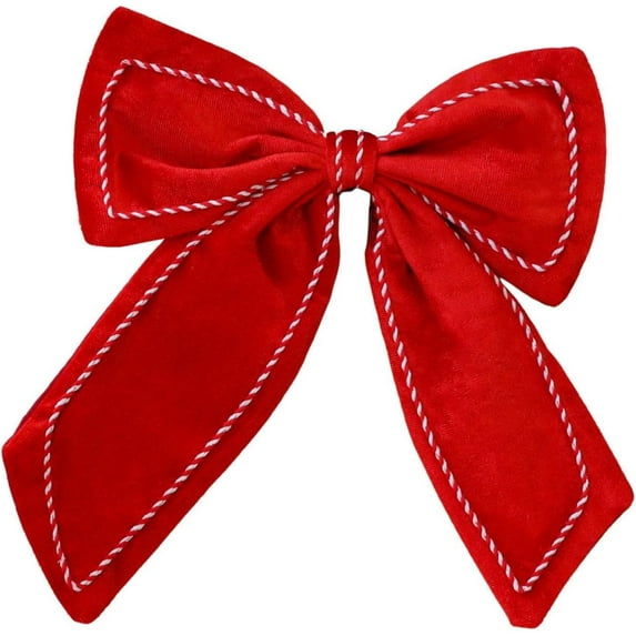 14.2" Large Velvet Christmas Bows – 3D Decorative Bowknot Ornaments for Tree, Wreath, Garland, Door, Fireplace & Wedding Décor, Elegant Holiday Bow Decoration Supplies Indoor Outdoor (Red White)