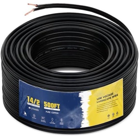 14/2 Low  Landscape Wire 500ft - Copper Direct Burial   for Landscape Lighting, Outoor Pathway Lights & Garden ,,