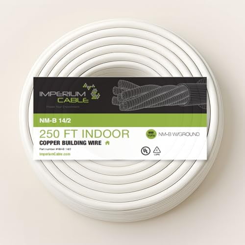 14/2 NM-B Electrical Wire  250ft Coil  Solid Copper, Indoor Residential Cable with Ground  White Jacket  600V Rated$$Tools & Hardware Other