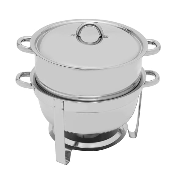 14.2 Qt. Round Food Chafer Catering Chafing Dish Stainless Steel Deep Soup Pot Silver