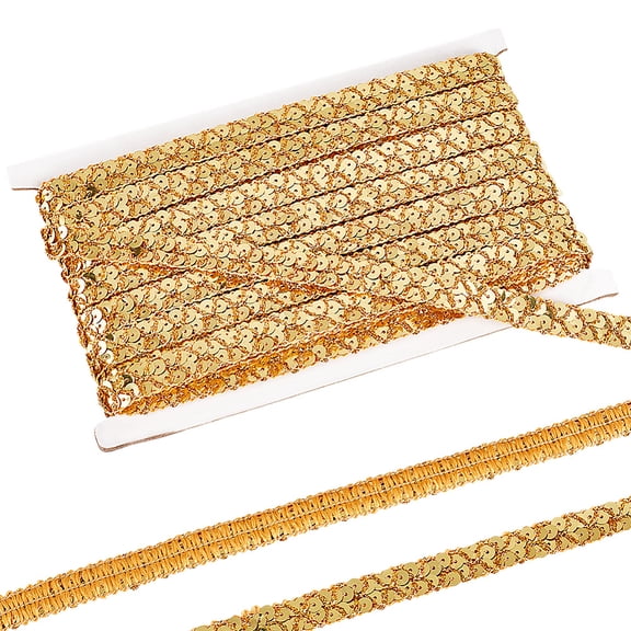 14.2 Yards Sequin Lace Trim Gimp 0.6inch Wide Shiny Sewing Paillette Ribbon Glitter Flat Round Sequin Trim for Dress Crafts