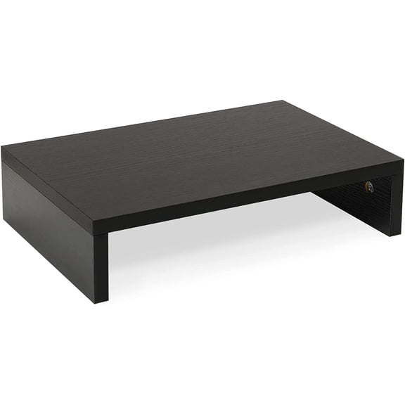 14.2 inch Monitor Stand Riser, Wood Monitor Riser with Storage for Desk Small Monitor Stand TV/Screen/PC/Laptop Riser Computer Stand Desktop Shelf (Black-14.2 inch)
