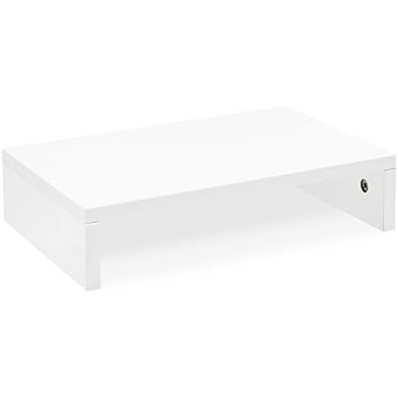14.2 inch White Monitor Stand Riser, Wood Monitor Riser with Storage for Desk Small Monitor Stand TV/Screen/PC/Laptop Riser Computer Stand Desktop Shelf (White-14.2 inch)