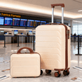 thumbnail image 1 of 14"/20" 2 pcs/set in ABS Spinner Wheel Luggage, with Combination Lock,14" Cosmetic Case (Beige), 1 of 9
