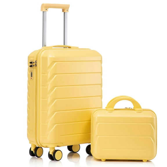14"/20" 2 pcs/set in ABS Spinner Wheel Luggage, with Combination Lock,14" Cosmetic Case