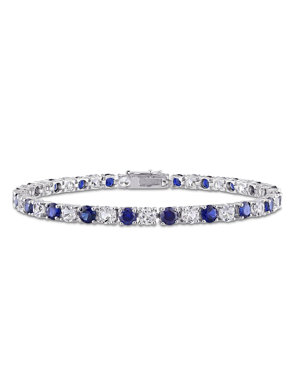 Miabella Women's 32 Carat Created Blue and White Sapphire Sterling
