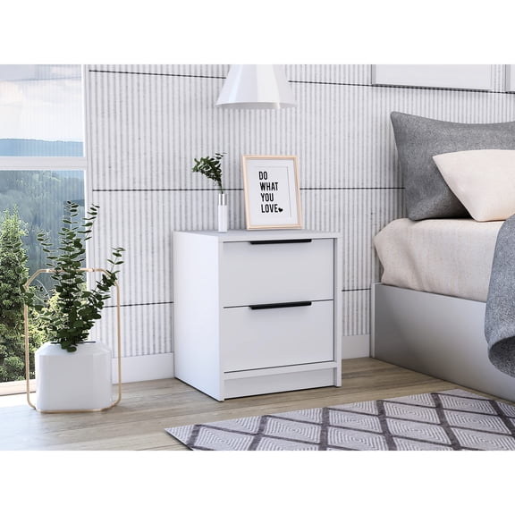 14.20" Deep Nightstand, Metal Handles / Bedroom Storage Enhancement