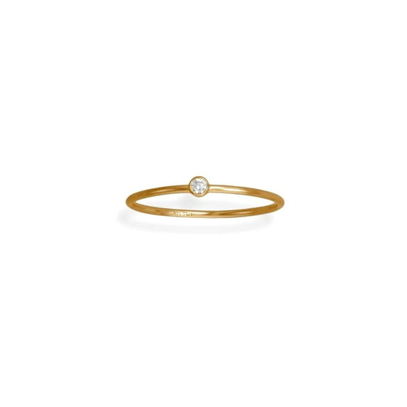 14/20 Gold Filled Cubic Zirconia Thin Ring 1mm 2mm Cubic Zirconia Size 5 Ring for Women
