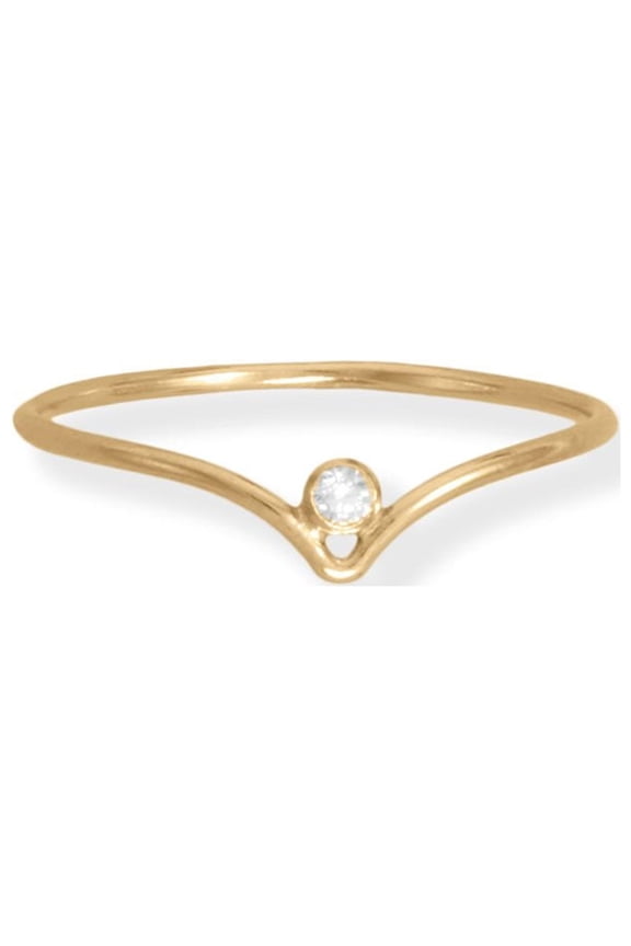 14/20 Gold Filled Cubic Zirconia "V" Design Ring