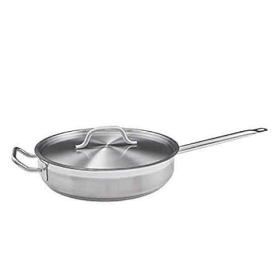 Winco SSET-7 Stainless Steel Saut Pan with Cover - 7 qt.