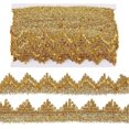 thumbnail image 1 of 14.22 Yards(13m) Gold Sequins Lace Trim Golden Beaded Lace Trim Sequinned Fabric Ribbon Glitter Mesh Decorative Gimp Trim for Garment Accessories DIY, 1 of 6