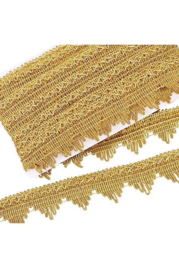 14.22 Yards Gold Metallic Braid Lace Trim 1-5/8 inch Wide Decorated Fringe Gimp Trim Wavy Trimming Peak Lace Ribbon Trim for DIY Sewing Wedding Bridal Costume Jewelry Crafts for DIY