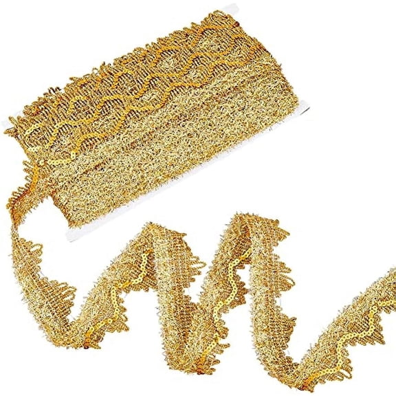 14.22Yards 13m Gold Triangle Lace Ribbon Decorated Gimp Trim Sequin Metallic Trim Lace Paillettes Sequin Lace Sewing