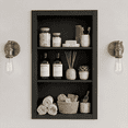 thumbnail image 1 of HAIDAIYA 14'' * 24'' Recessed Medicine Cabinet Wall Niche Wood, 3-Tier Bathroom Niche Insert for Drywall, in Wall Shelf Medicine Cabinets Replacement, for Living Room, Bathroom Storage, Black, 1 of 7