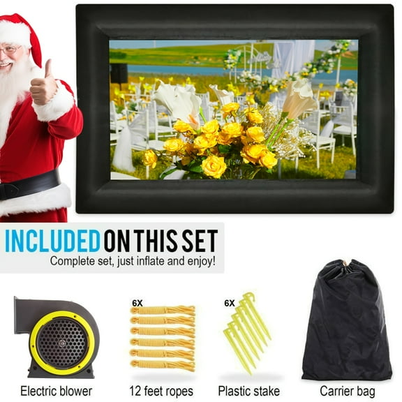 14-24FT Inflatable Outdoor Movie Screen - 1-Piece Design, Air Blower Included, Front/Rear Projection, Easy Set-Up